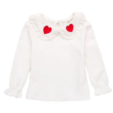 Baby Kid Girls Love heart Embroidered Tops