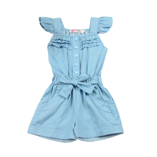 Baby Kid Girls Solid Color Rompers