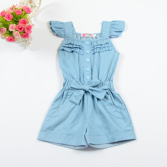 Baby Kid Girls Solid Color Rompers