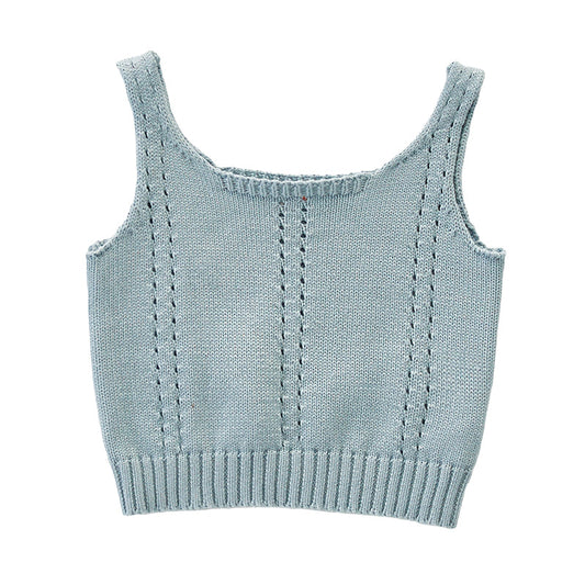 Baby Kid Girls Solid Color Crochet Tank Tops