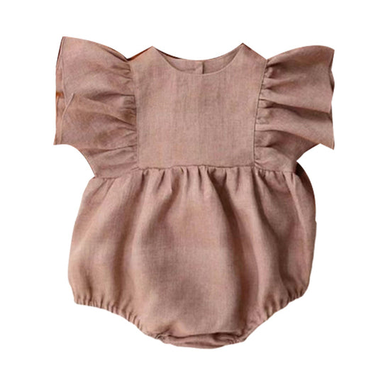 Baby Girls Solid Color Rompers