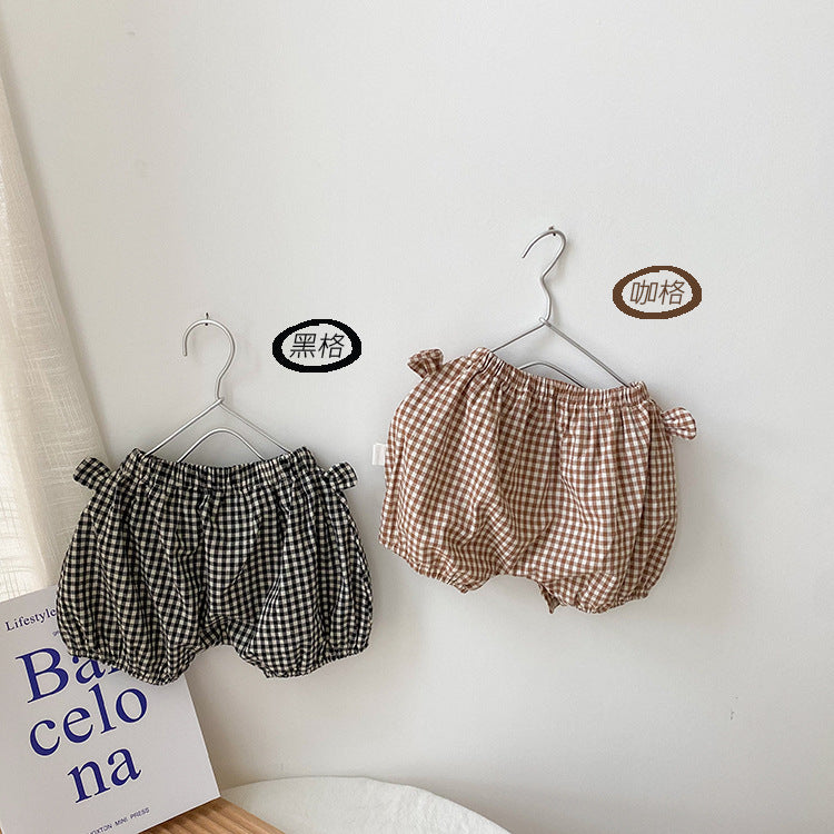 Cute Baby Kid Unisex Checked Print Shorts