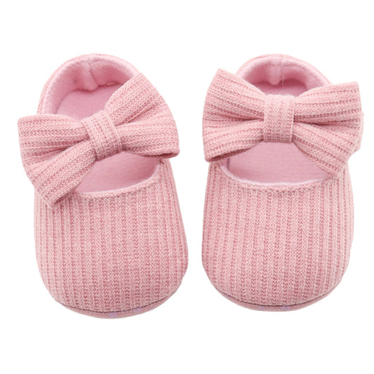 Girls Solid Color Bow Shoes