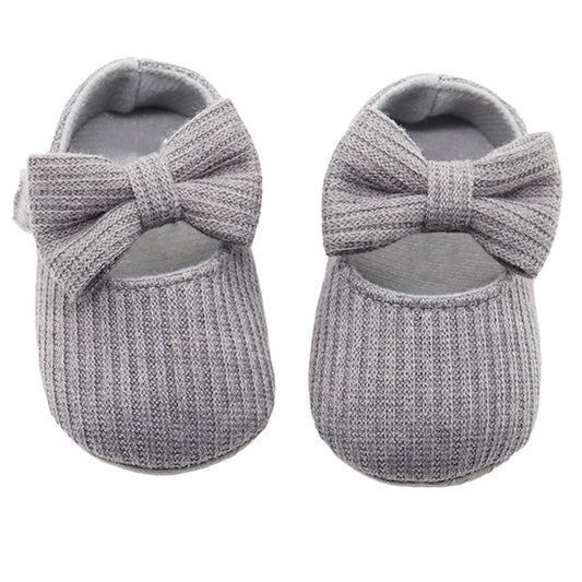 Girls Solid Color Bow Shoes