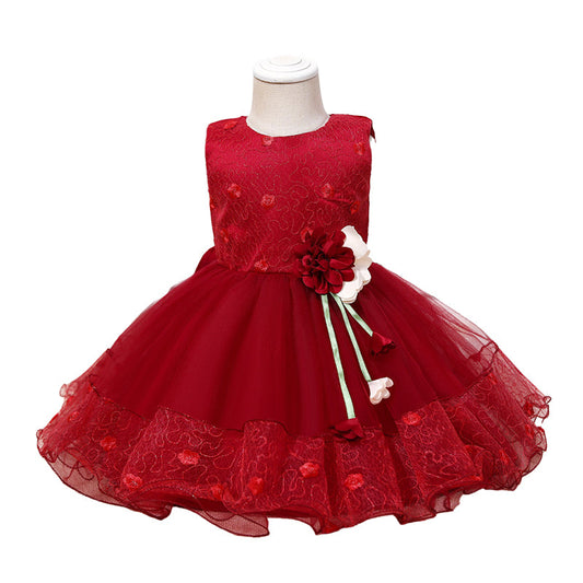 Girls Flower Embroidered Dresses Princess Dresses