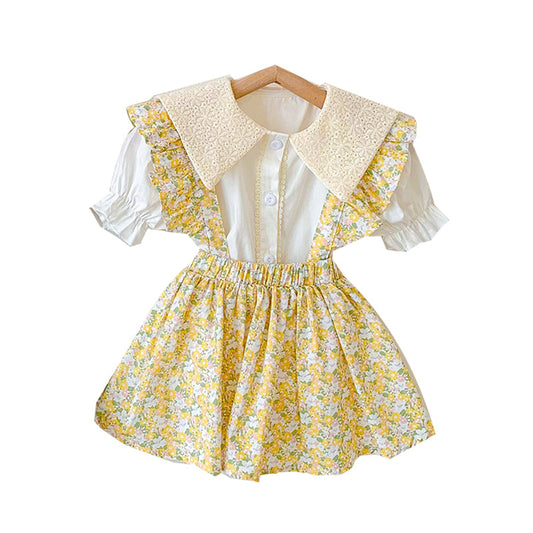 Baby Kid Girls Flower Print Blouses Skirts