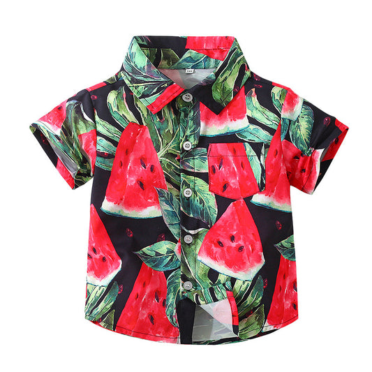 Baby Kid Boys Fruit Plant Print Beach Shirts