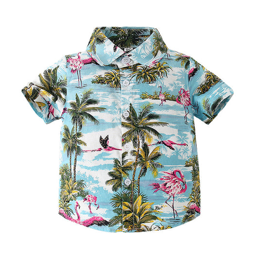 Baby Kid Boys Tropical print Plant Beach Shirts