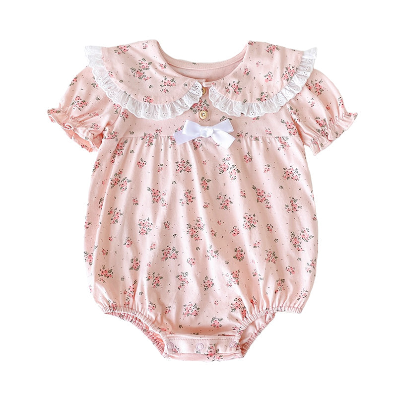 Baby Kid Girls Flower Bow Print Rompers