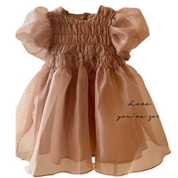 Fashion Baby Kid Girls Solid Color Dressy Dresses Princess Dresses