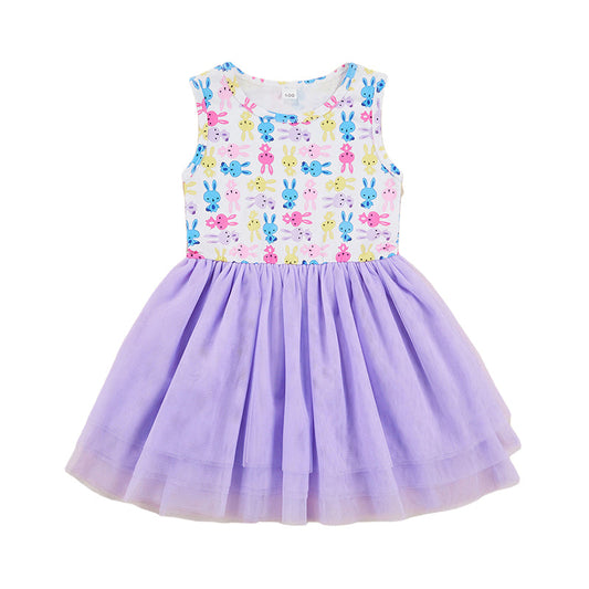 Kid Girls Animals Cartoon Rabbit Print Easter Dresses