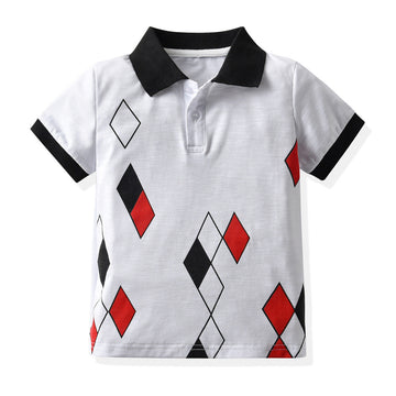 Kid Boys Color-blocking Print Polo Shirts