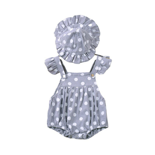 Baby Girls Polka dots Print Rompers Hats