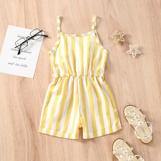 Baby Kid Girls Striped Ribbon Rompers