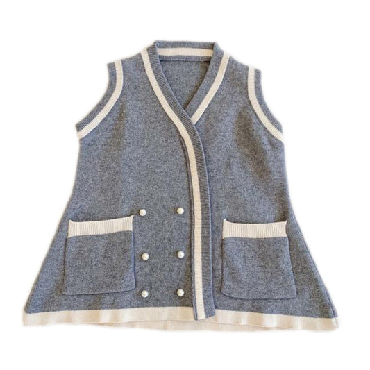 Baby Kid Girls Color-blocking Crochet Vests Waistcoats Knitwear