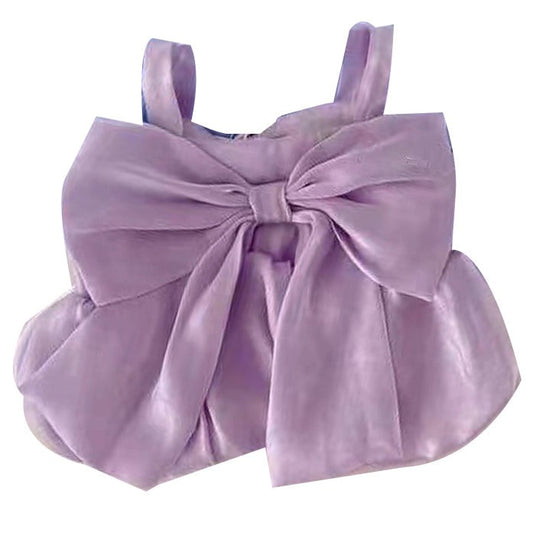 Baby Kid Girls Solid Color Bow Tank Tops