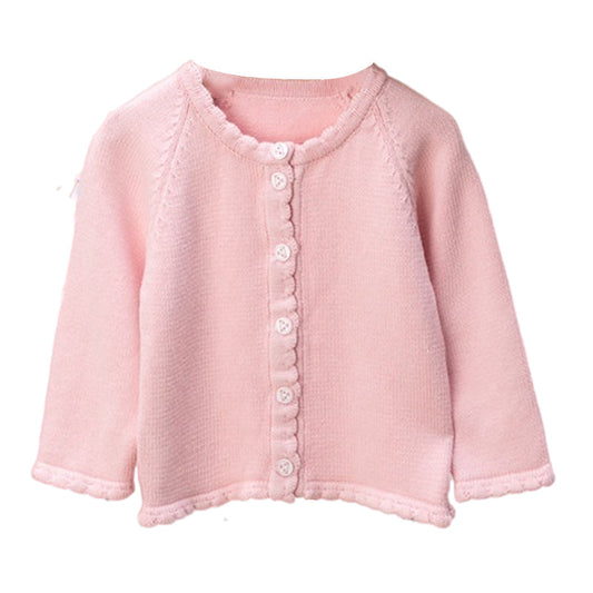 Cute Baby Kid Girls Solid Color Crochet Cardigan