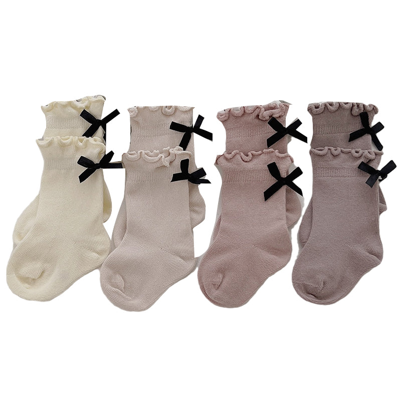 Fashion Baby Kid Unisex Solid Color Bow Socks