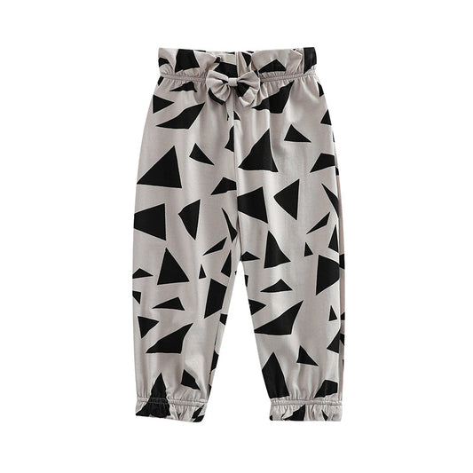 Baby Kid Girls Bow Print Pants