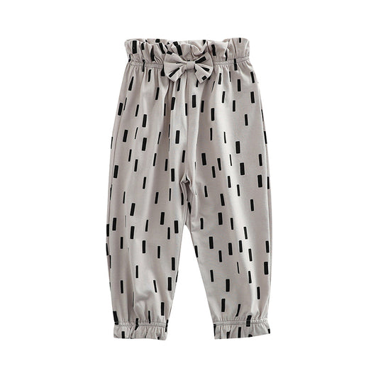 Baby Kid Girls Bow Print Pants