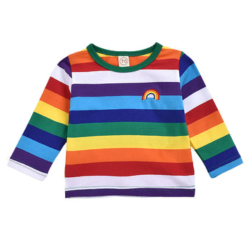 Baby Kid Unisex Striped Rainbow Embroidered tops