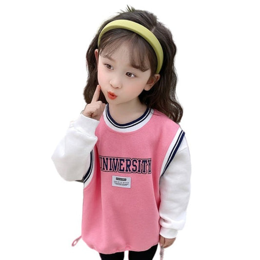 Baby Kid Girls Striped Letters Color-blocking Hoodies Swearshirts