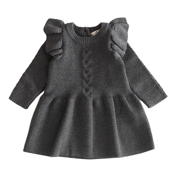 Baby Kid Girls Solid Color Crochet Sweaters Dresses