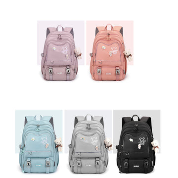 Fashion Girls Solid Color Cartoon Accessories School Bags