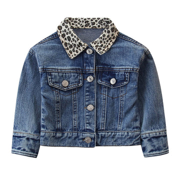 Baby Kid Girls Color-blocking Leopard print Jackets Outwears