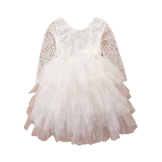 Kid Girls Color-blocking Lace Birthday Party Dresses Princess Dresses