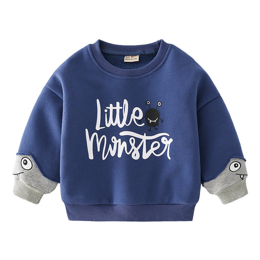 Baby Kid Boys Letters Color-blocking Cartoon Hoodies Swearshirts