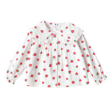 Fashion Baby Kid Girls Striped Fruit Polka dots Print Blouses