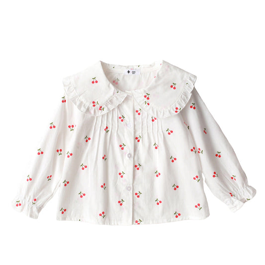 Fashion Baby Kid Girls Striped Fruit Polka dots Print Blouses