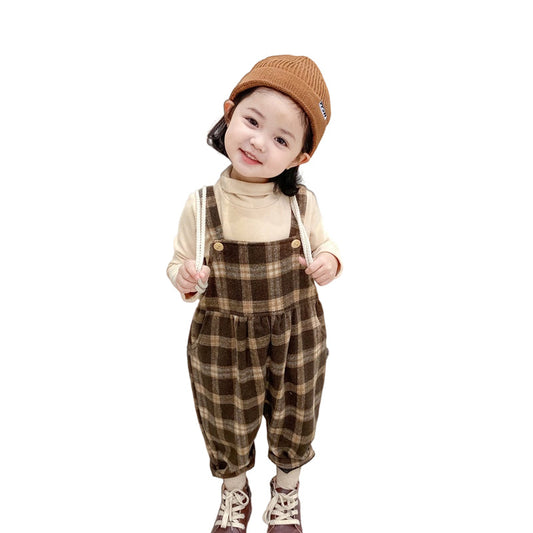 Baby Kid Girls Checked Jumpsuits