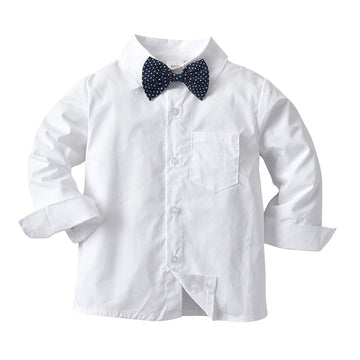 Baby Kid Boys Solid Color Bow Shirts