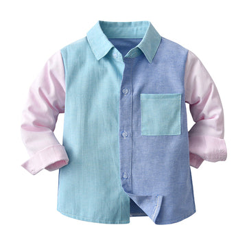 Baby Kid Boys Color-blocking Dressy Birthday Shirts