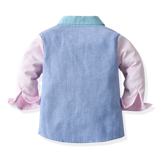 Baby Kid Boys Color-blocking Dressy Birthday Shirts