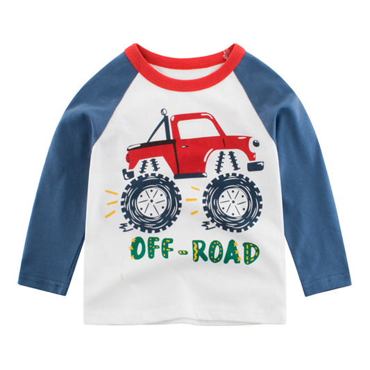 Baby Kid Boys Letters Car Cartoon Print Tops