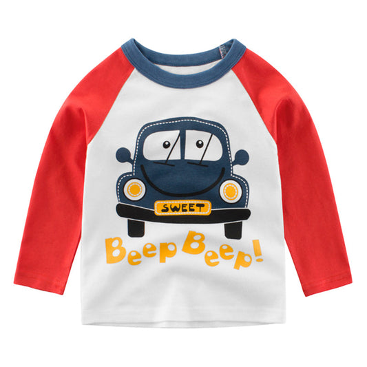 Baby Kid Boys Letters Car Cartoon Print Tops