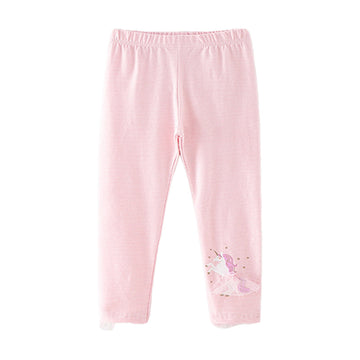 Fashion Baby Kid Girls Unicorn Embroidered Pants