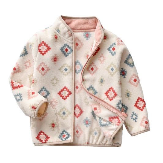 Baby Kid Girls Checked Bohemian Print Jackets Outwears