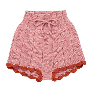 Baby Kid Girls Color-blocking Crochet Knitwear Shorts