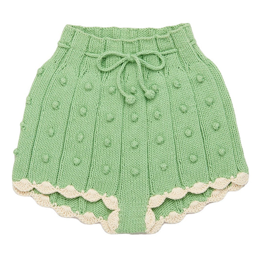 Baby Kid Girls Color-blocking Crochet Knitwear Shorts