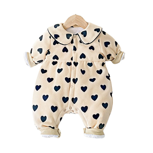 Baby Kid Girls Love heart Print Valentine's Day Jumpsuits