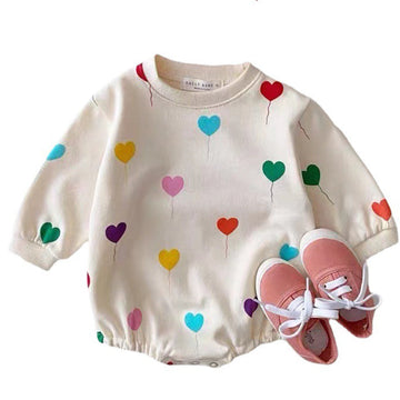 Fashion Baby Kid Unisex Love heart Print Valentine's Day Rompers