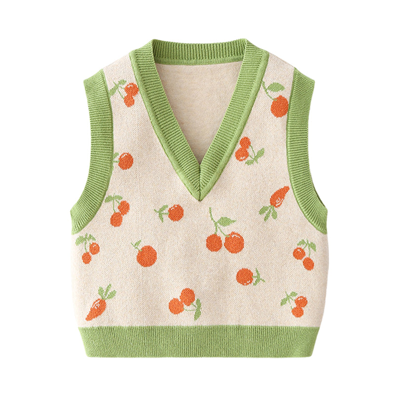 Baby Kid Girls Fruit Crochet Vests Waistcoats Knitwear