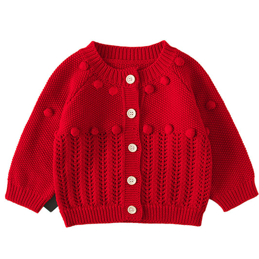 Cute Baby Kid Unisex Solid Color Crochet Cardigan Rompers