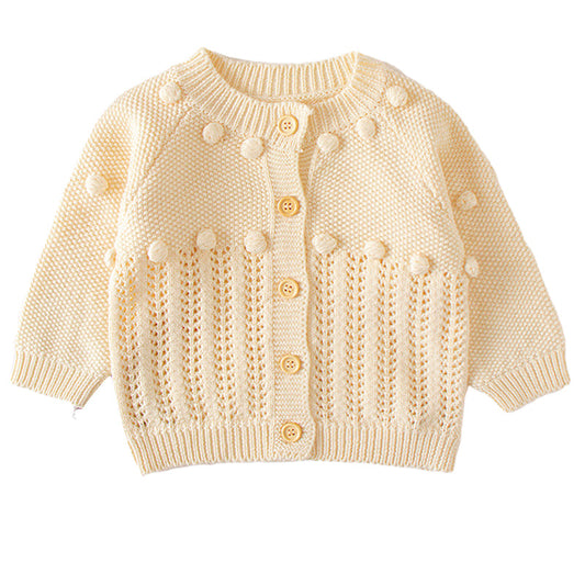 Cute Baby Kid Unisex Solid Color Crochet Cardigan Rompers