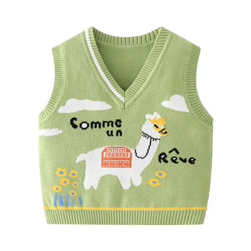 Baby Kid Girls Letters Cartoon Print Vests Waistcoats