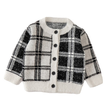 Baby Kid Unisex Checked Crochet Cardigan